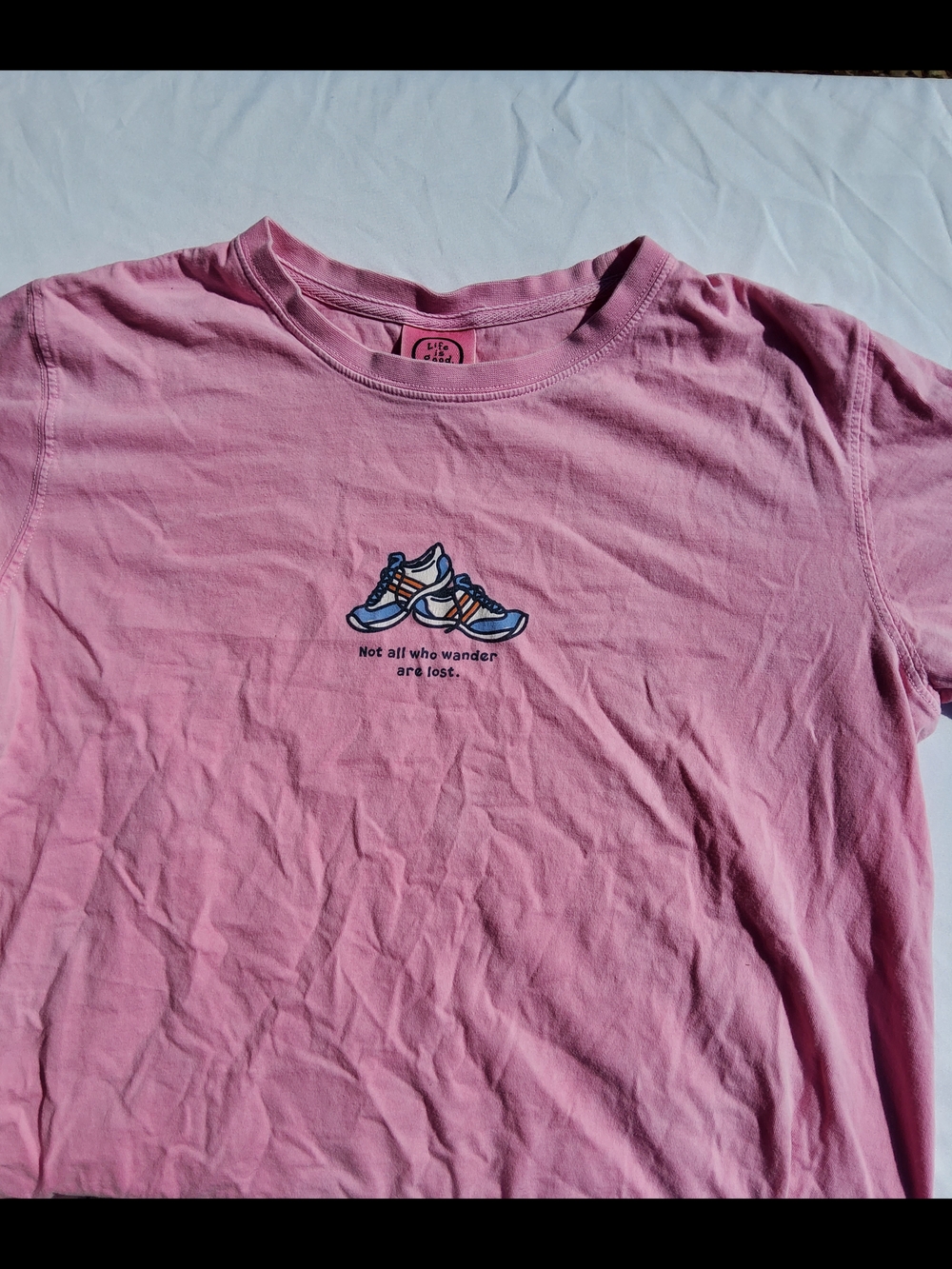 Life Is Good Pink Runner Short Sleeve Tee with Logo
